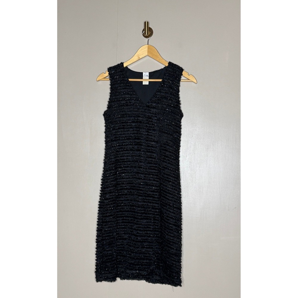 Black Sparkle Textured Sleeveless Midi Dress Lanis Large Holiday Cocktail